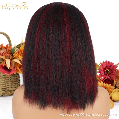 613 10a Best Quality Glueless Dropship Vendor Price Curly Yaki Highlight Bug Synthetic Headband Wigs Brazillian For Women